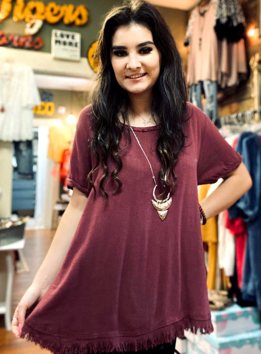 The Stacy Top- Burgundy